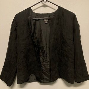 Eileen Fisher black silk textured jacket size medium